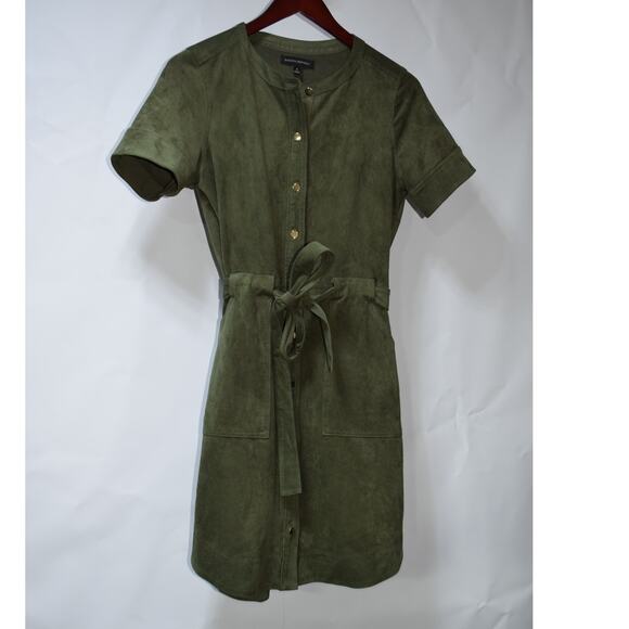 Banana Republic Dresses & Skirts - Banana Republic Olive Green Faux Suede Shirt Dress Belted Size 6